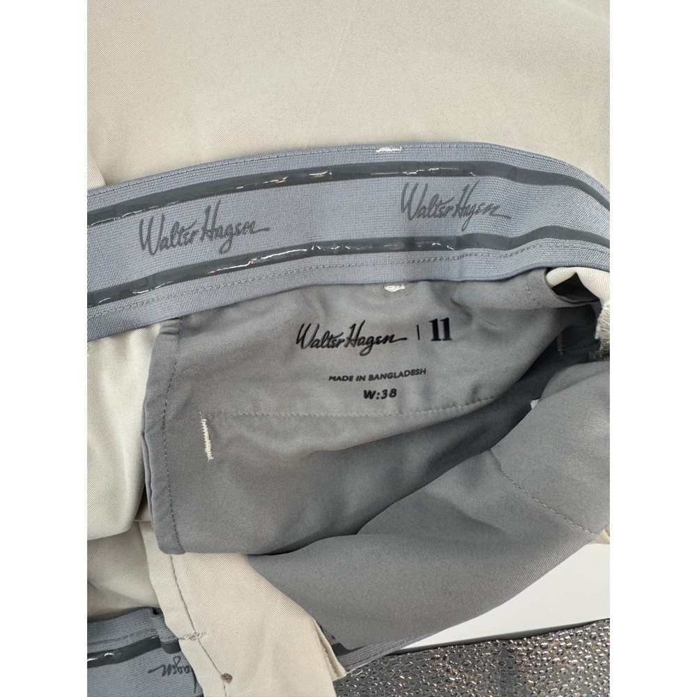 Walter Hagen Mens Golf Shorts Khaki Tan Flat Front Performance MGA14411 Size 38 - Picture 4 of 11